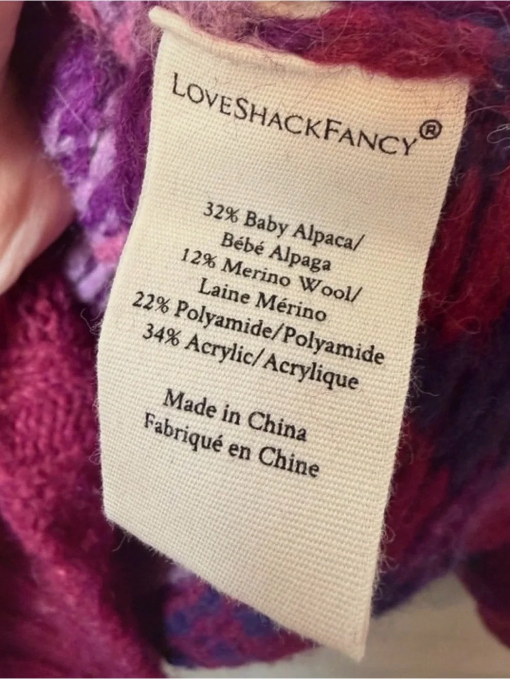 LoveShackFancy Shirelle Heart Alpaca Wool Retro Puff Sleeve Sweater L
